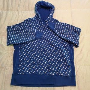 Champion Men’s Hoodie Long Sleeve Sweatshirt Men’s Size 2XL Blue w/ allover logo